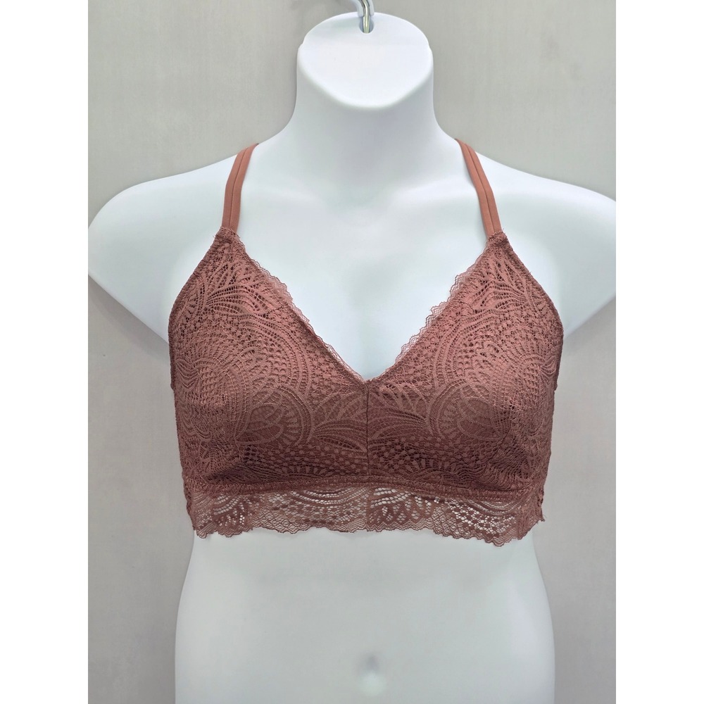 Maurices Brown Romantic Boudoir Bridal Cottage Lingerie Feminine Lace Bra XL